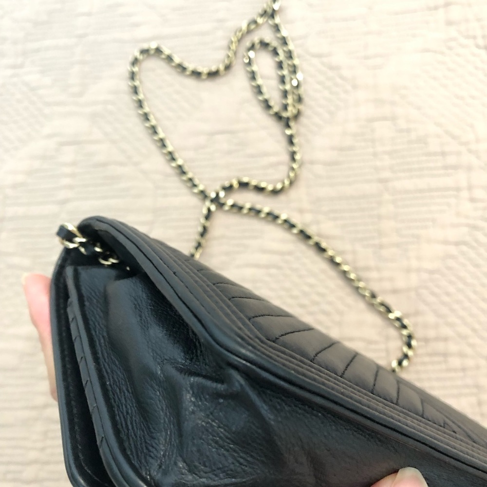 Chanel Lambskin Chevron Boy WOC wallet on chain black gold tone hardware - Picture 9 of 15